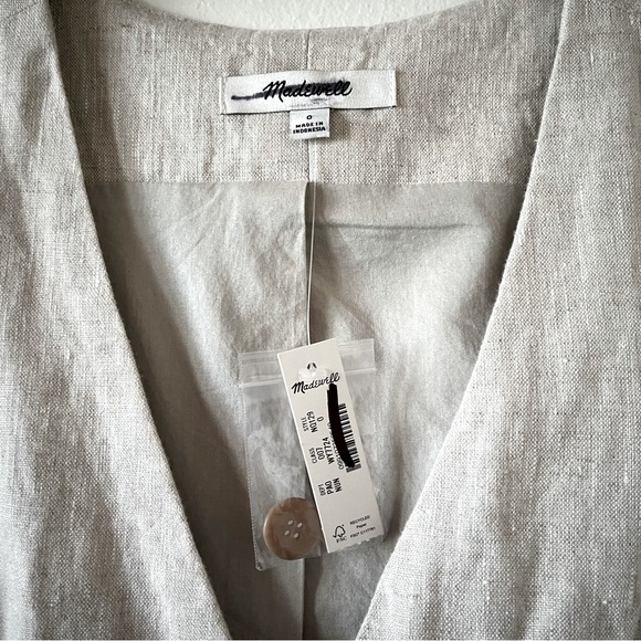 NEW Madewell Linen Single Breasted Vest in Natural Undyed Beige Size 0 $78 - Picture 2 of 7